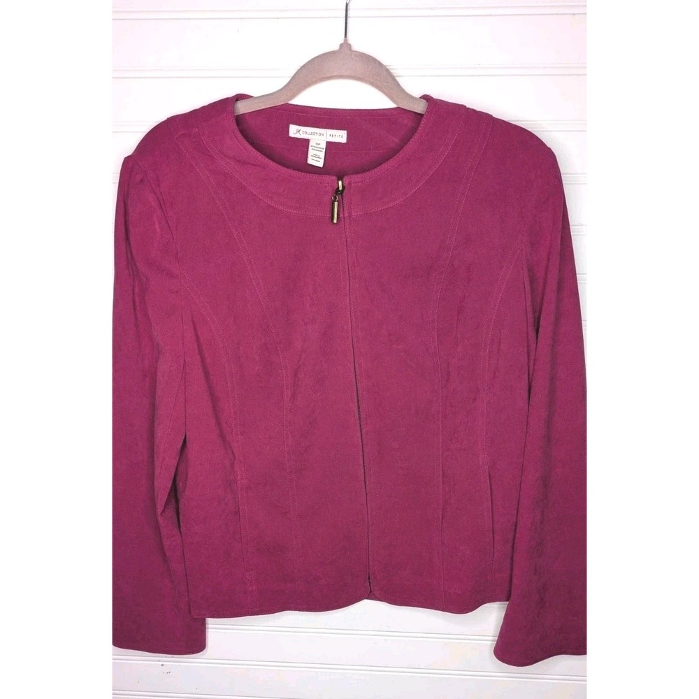 JM Jennifer Monroe Women's Jacket 12 Petite Solid Pink/Mauve Full Zip Workwear
